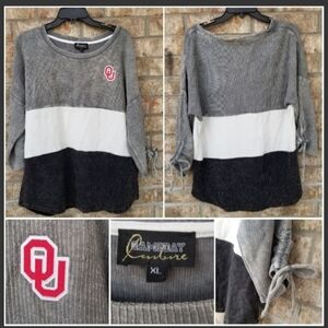 Oklahoma University GRAY Ribbed Tunic Shirt ( Size XL) Gameday Top 3/4 Sleeve